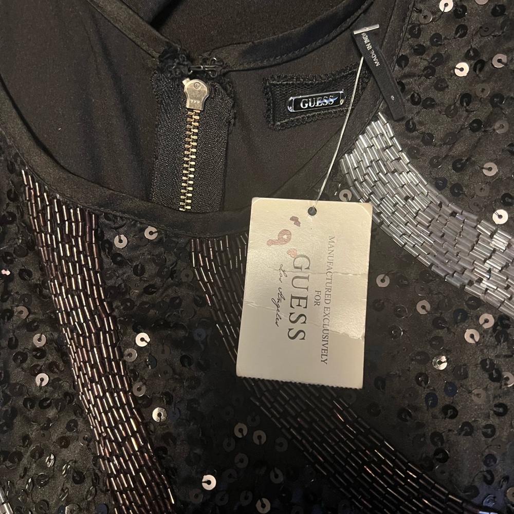Guess Black and Silver Sequin Mini Party Dress - Picture 6 of 6